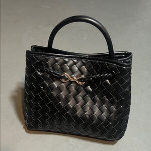 Elegant Black Woven Handbag